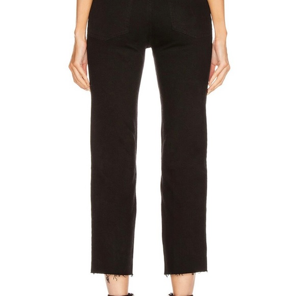 Re/Done Originals high-rise stovepipe jet black raw hem denim jeans size 24 - Picture 4 of 15